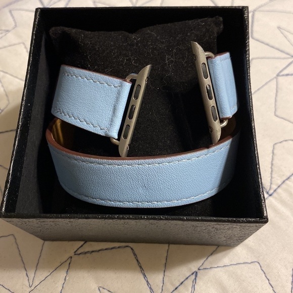 𝅺NWOT 🍏 Apple watch ⌚️ Blue Pastel Leather double wrap band - Picture 1 of 8